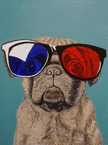 Schilderij "3D-Mops"   beschikbaar voor biedingen
