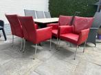 4 Bert Plantagie Design Eetkamerstoelen - Rood Leer, Ophalen, Gebruikt, Leer, Vier