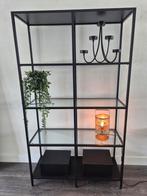 Stijlvolle open kast met glazen planken, Ophalen, Met plank(en), 100 tot 150 cm, Zo goed als nieuw