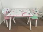1 Tafeltje en 2 stoeltjes meisjeskamer met bloem en vogel, Ophalen, Zo goed als nieuw, Tafel(s) en Stoel(en)