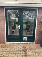 Hardhouten dubbele tuindeuren, Doe-het-zelf en Verbouw, Kozijnen en Schuifpuien, Ophalen, Gebruikt, Deurkozijn, 150 tot 225 cm