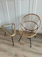 Vintage rotan tafeltje met stoeltje, Huis en Inrichting, Stoelen, Ophalen, Zo goed als nieuw, Bruin, Eén