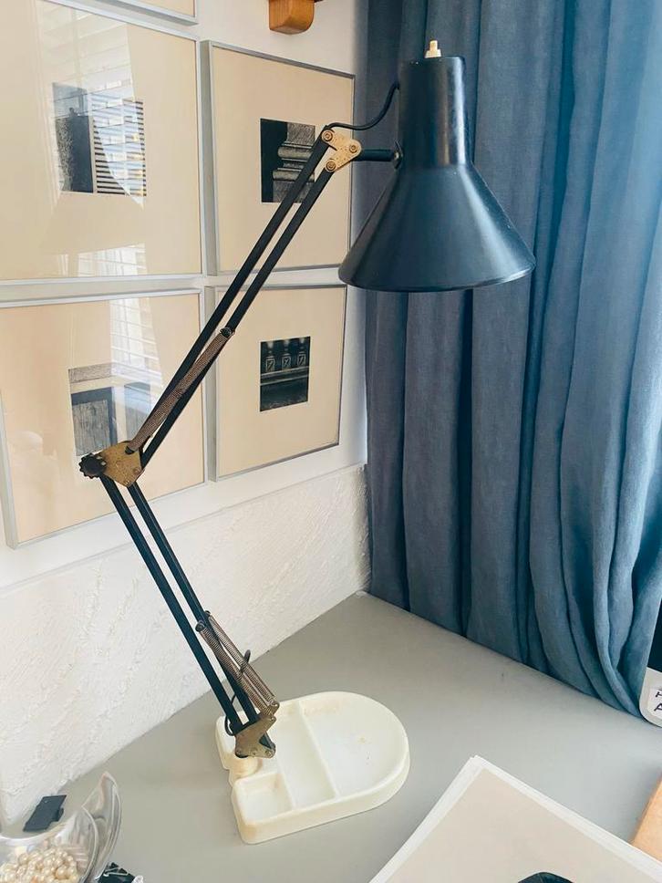 Vintage Architectenlamp / Bureaulamp, Huis en Inrichting, Lampen | Vloerlampen, Gebruikt, Minder dan 100 cm, Metaal, Ophalen of Verzenden
