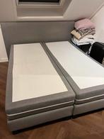 Boxspring grijs met zwarte blokpoten - 160x200, Ophalen, Gebruikt, Tweepersoons, 200 cm