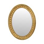 Grote Ovale Klassieke Spiegel Bladgoud Barok Stijl Bloemen, Gebruikt, Ophalen of Verzenden, Minder dan 100 cm, Ovaal