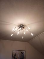 Te koop: Design plafondlamp Lotus - 10-lamps rvs plafondlamp, Ophalen, Zo goed als nieuw, Glas