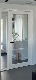 hardhouten binnendeur met glas (stomp), Ophalen, Gebruikt, 80 tot 100 cm, 215 cm of meer