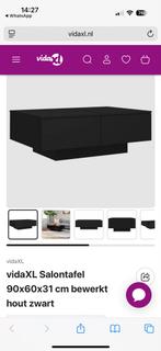 vidaXL Salontafel Zwart 90x60x31cm, Nieuw, Minder dan 50 cm, Rechthoekig, 50 tot 100 cm