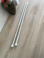 Witte gordijnroede met bolvormige eindknoppen, Ophalen, Gebruikt, Wit, 150 tot 200 cm