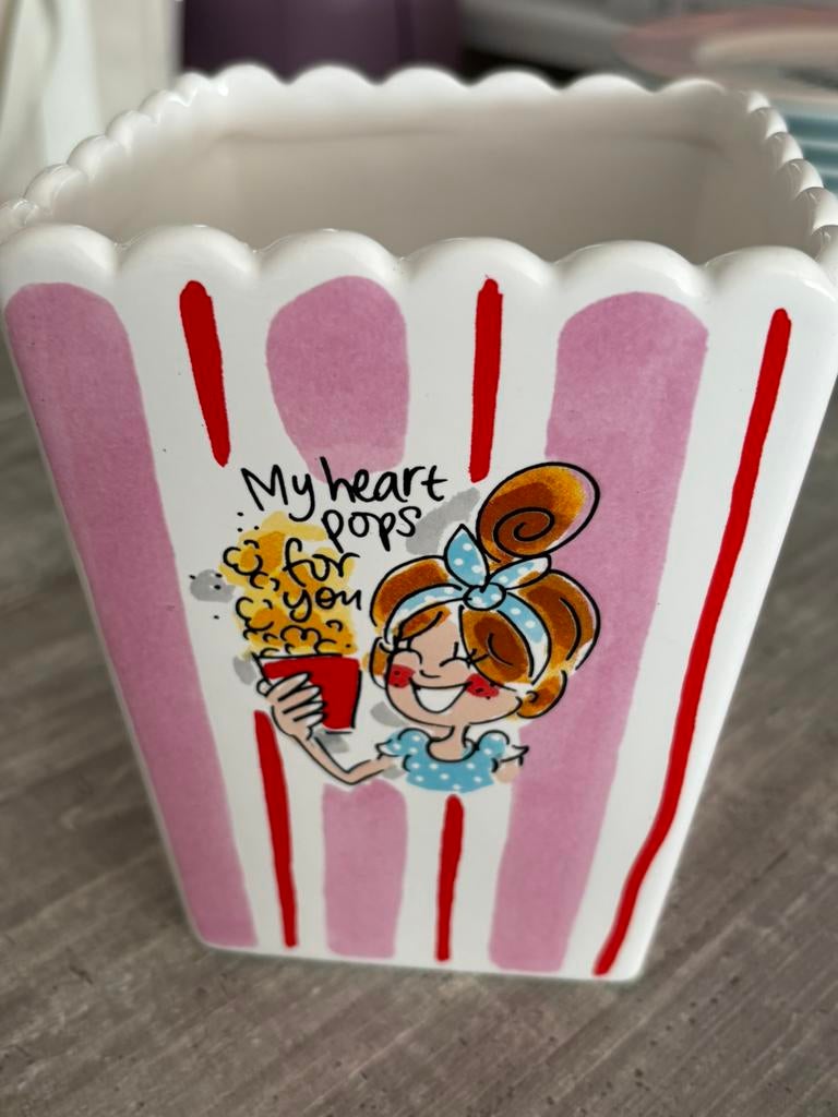 Popcornschaal Blond Amsterdam 15cm hoog roze, Ophalen, Blond Amsterdam, Overige typen, Zo goed als nieuw