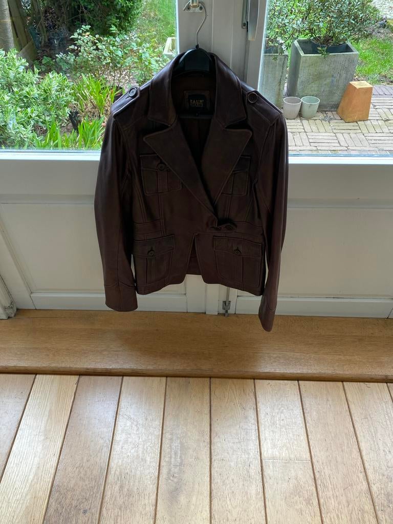 Pauw Studio Amsterdam bruin Leren Jasje Maat M, Kleding | Dames, Ophalen of Verzenden, Zo goed als nieuw, Maat 38/40 (M), Bruin