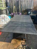 Tuinset met glazen tafel en 4 stoelen + stoelkussens borek, 4 zitplaatsen, Gebruikt, Eettafel, Ophalen of Verzenden