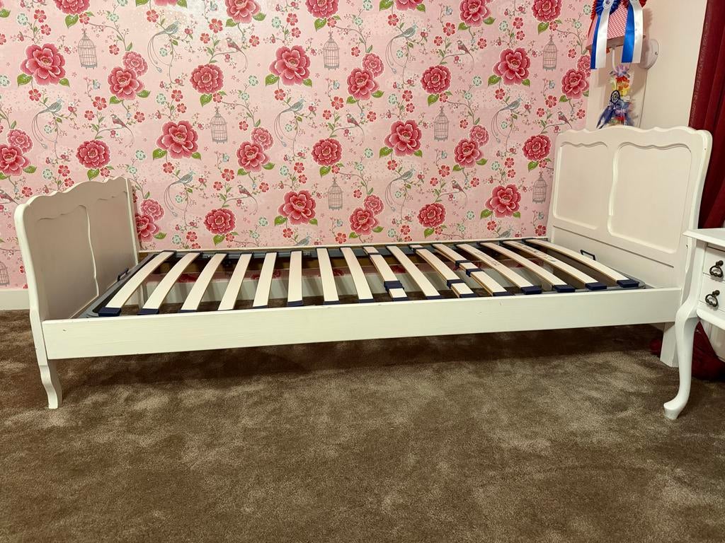 Brocante bed, Franse stijl, 90x200cm, Ophalen