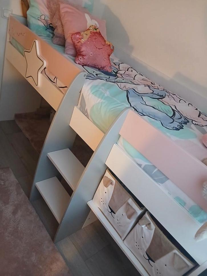 Hoogslaper met bureau 90 x 200 cm Stellar, Kinderen en Baby's, Kinderkamer | Stapelbedden en Hoogslapers, Zo goed als nieuw, Halfhoogslaper