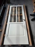 Binnendeur met glas in lood en 3 scharnieren, Ophalen of Verzenden