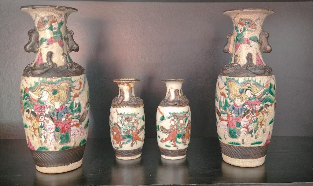 Chinese set Nanking aardewerk baluster vazen - 19e eeuw, Ophalen of Verzenden