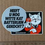 sticker witte kat batterijen, Verzenden, Zo goed als nieuw