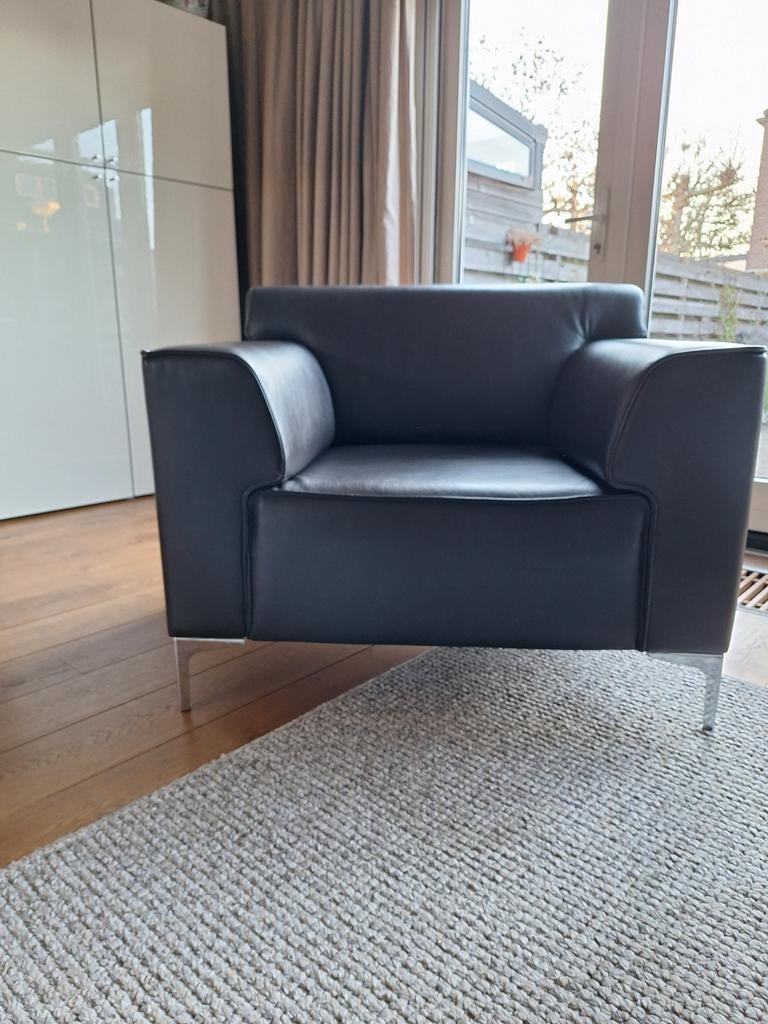 Montel Leren Fauteuil - Chocoladebruin, Huis en Inrichting, Fauteuils, Ophalen, Gebruikt, Minder dan 75 cm, Leer