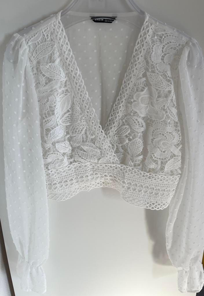 Witte blouse lange mouwen, M, Maat 38/40 (M), Wit, Ophalen of Verzenden, Zo goed als nieuw
