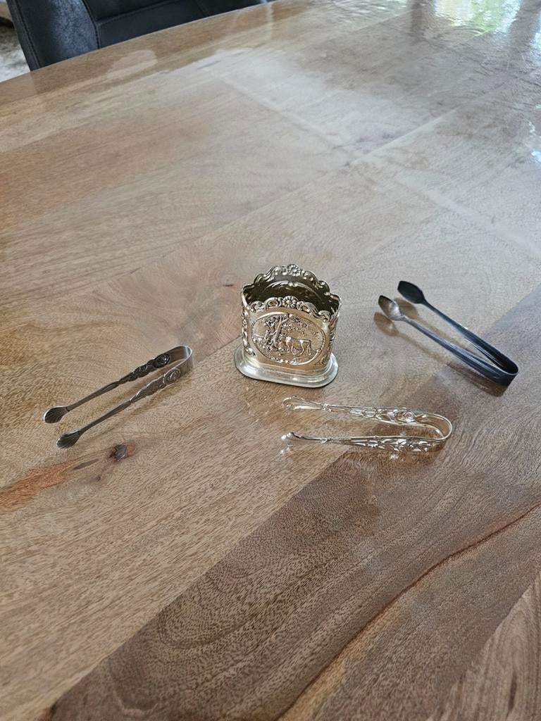 Vintage Suiker Tang Set met Houder, Ophalen of Verzenden