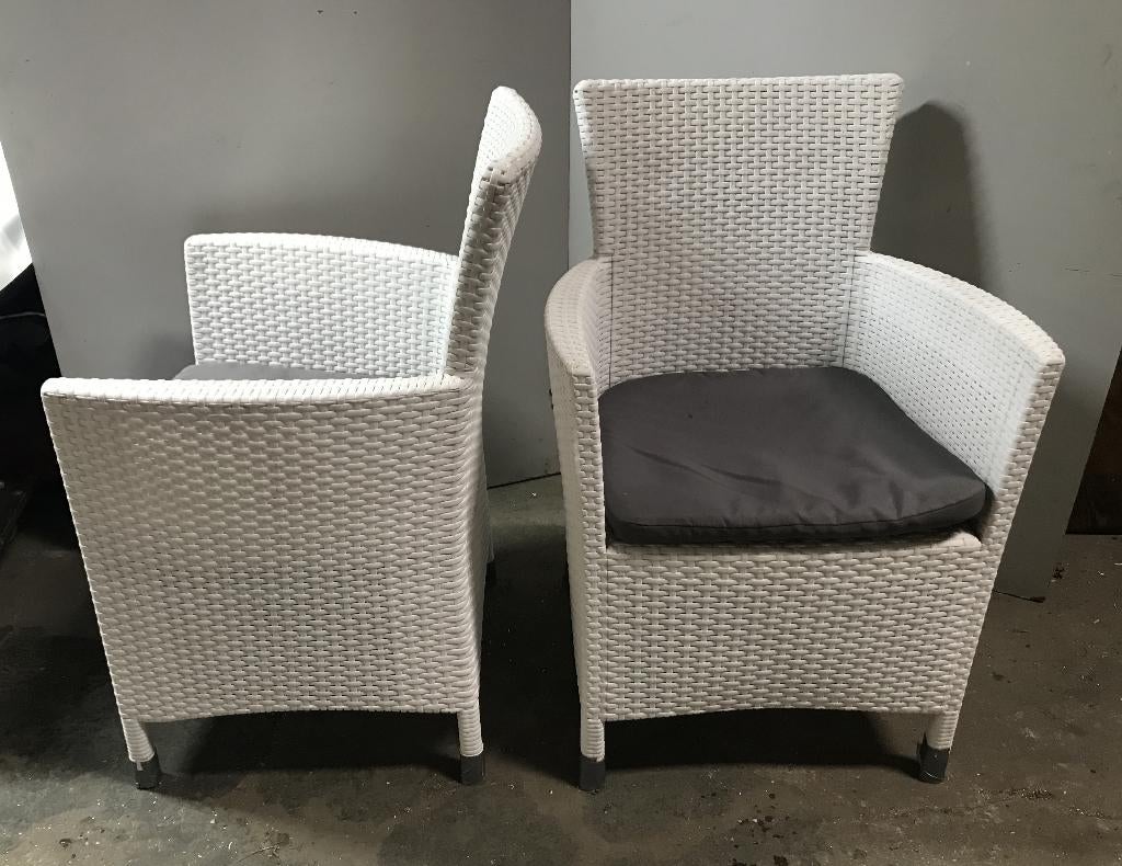 Tuinstoelen, wit kunststof, 4x, Ophalen, Gebruikt, Kunststof