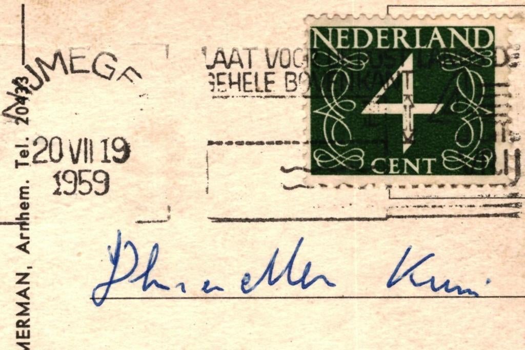 914379 Nijmegen Gld 1959 Waalbrug Gelopen met postzegel, Verzamelen, Ansichtkaarten | Nederland, Ophalen of Verzenden, 1940 tot 1960