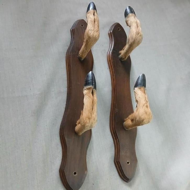 Geweersteunen, geweerhouder voor 2 geweren, hertenpootjes, Ophalen of Verzenden, Hert, Opgezet dier