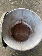 Oude Zinken Emmer met Deksel en Handgreep, Ophalen, Gebruikt, Zink, Met deksel