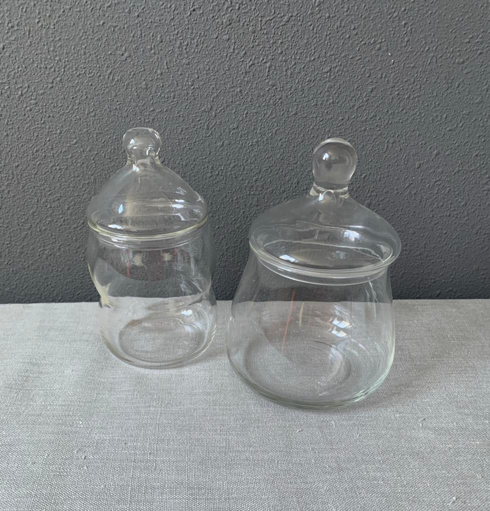 2 Kleine glazen potten met deksel - onbeschadigd, Ophalen