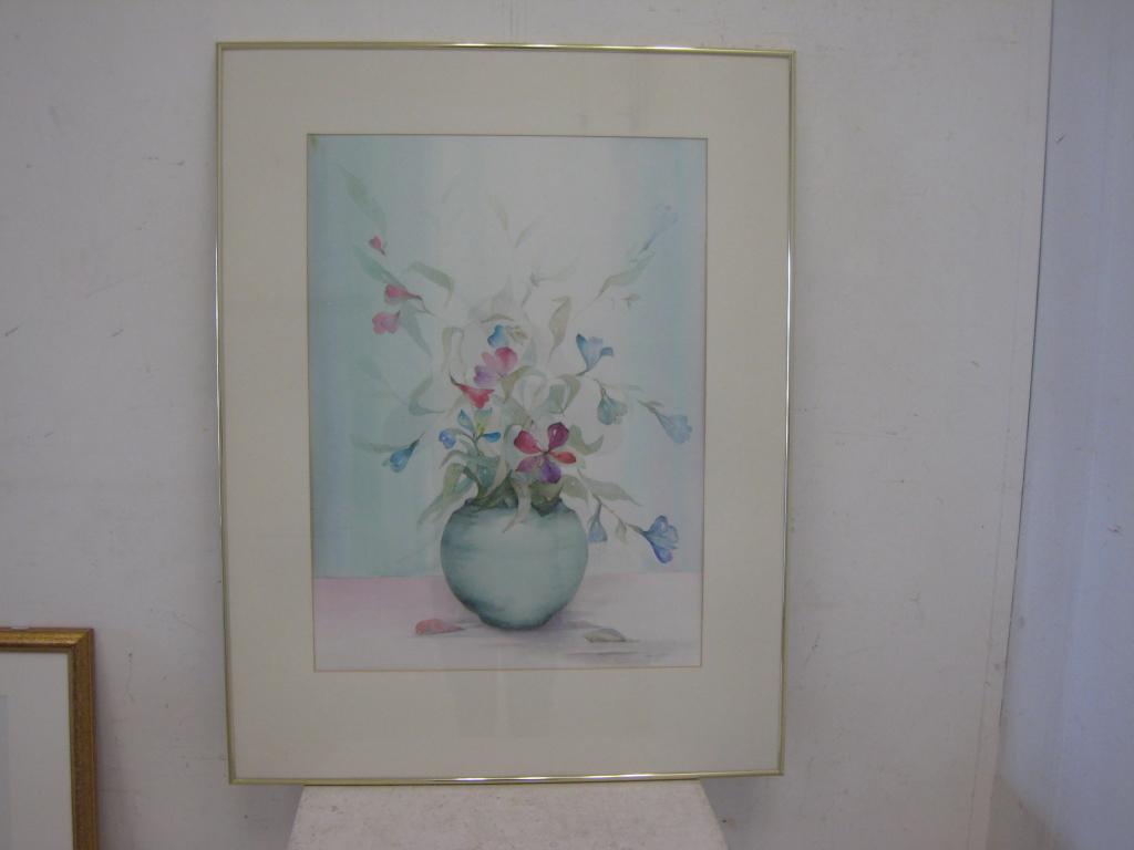 Aquarel van vaas met bloemen 77x100