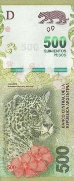 Argentinië bankbiljet 500 Pesos Jaguar 2022, Pick 365a (3), Ophalen of Verzenden, Zuid-Amerika, Los biljet
