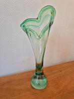 Murano Stijl Vaas - Groen Glas - 28 cm Hoog, Ophalen of Verzenden