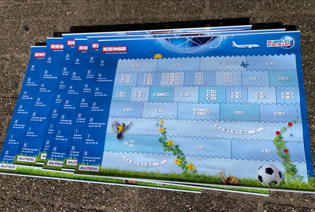 Posterset Rekenmuur Wereld in getallen - Groep 3-8, Boeken, Ophalen of Verzenden, Zo goed als nieuw, Overige niveaus