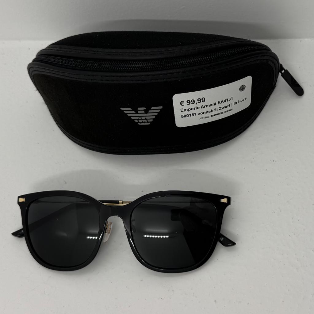 Emporio Armani EA4181 500187 zonnebril Zwart | In hoes, Overige merken, Zonnebril, Toulonselaan 72, Ophalen of Verzenden