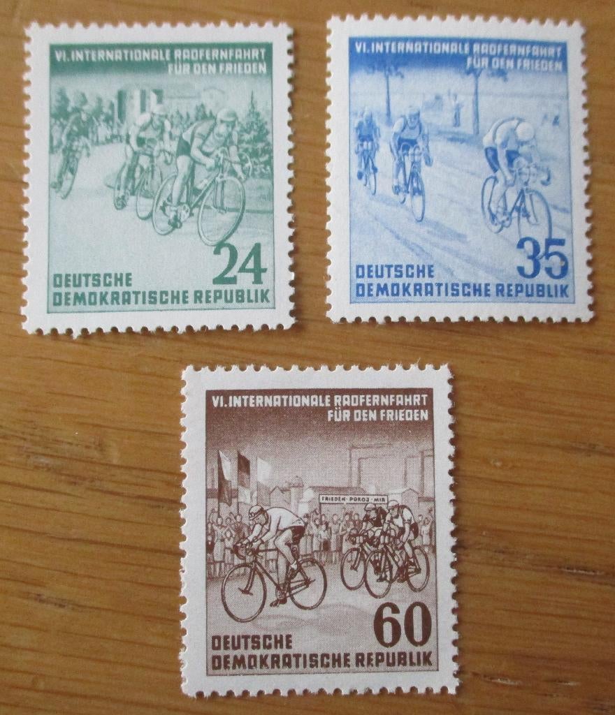 DDR, serie Wielerwedstrijd Praag-Berlijn-Warschau, 1953, Verzenden, Postfris, Dier of Natuur