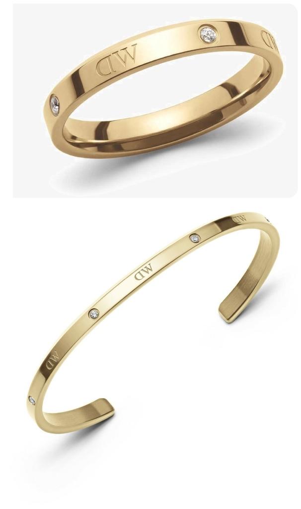 Daniel Wellington Nieuwe set klassieke armband en ring goud, Met kristal, Nieuw, Ophalen of Verzenden, Goud