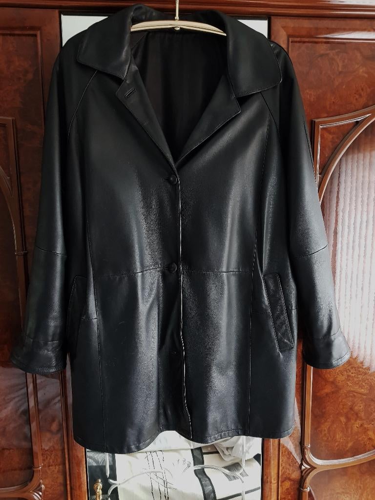 Te koop prachtige zwart NAPPA lederen jas maat 52 z nette st, Ophalen of Verzenden, Nieuw, Maat 46/48 (XL) of groter, Zwart