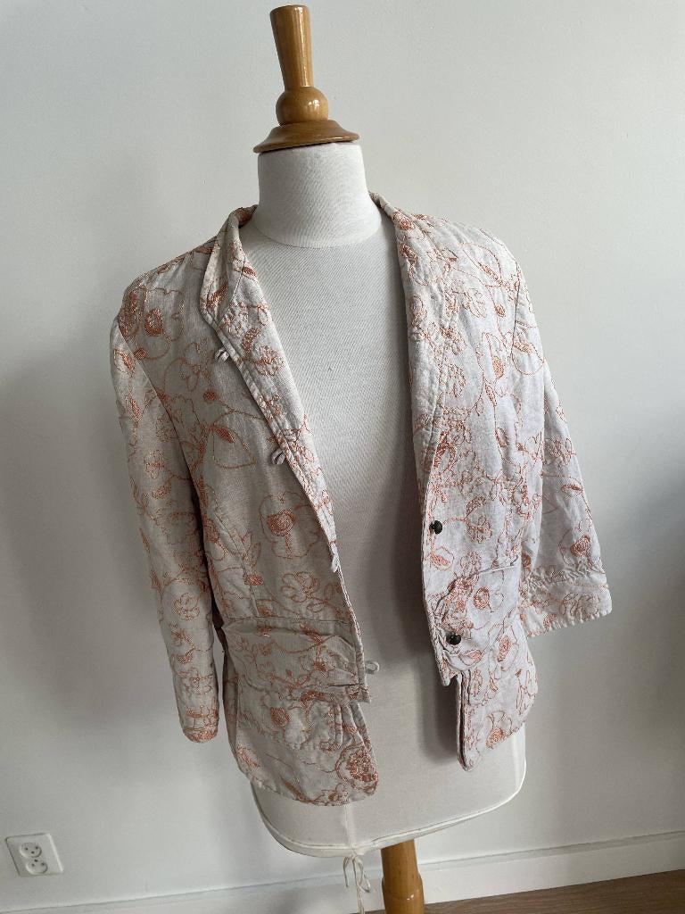 Monnari: Apart ecru linnen colbertje. Maat 44, Overige kleuren, Maat 42/44 (L), Ophalen of Verzenden, Zo goed als nieuw