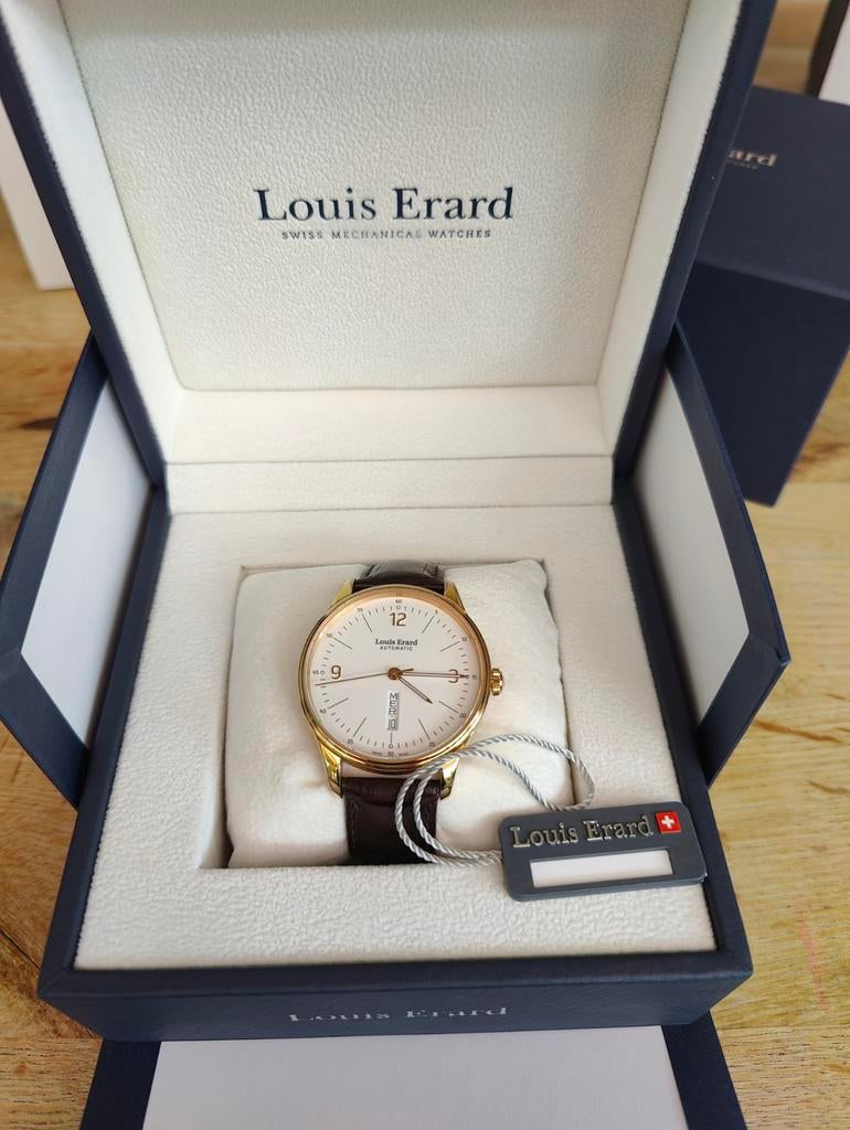 Louis Erard Heritage Automatic Roségoud, Overige merken, Leer, Polshorloge, Ophalen of Verzenden