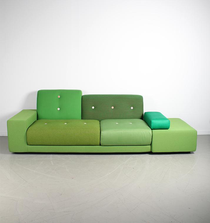 1x Vitra Hella Jongerius Poldersofa Groen 260 cm, Niet ingevuld, 250 tot 300 cm, Niet ingevuld, 75 tot 100 cm