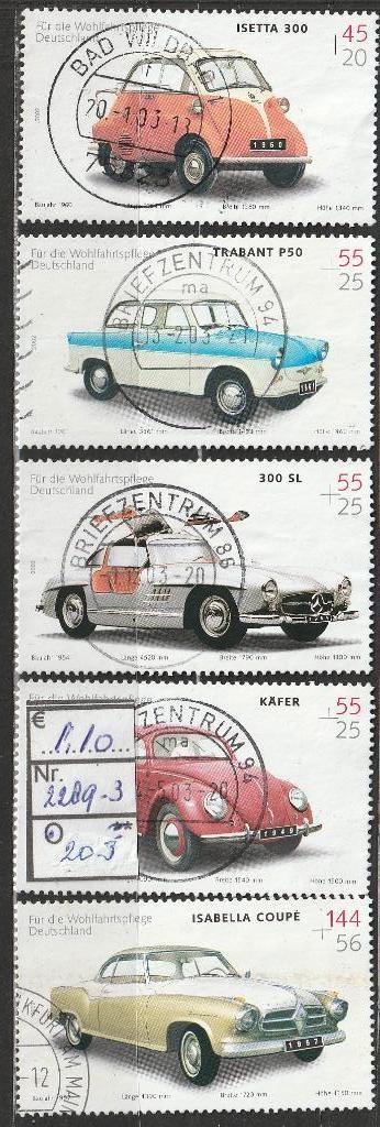 Bund Oldtimers Michel 2289-93 Nr.205g, Verzenden, 1990 tot heden, Gestempeld