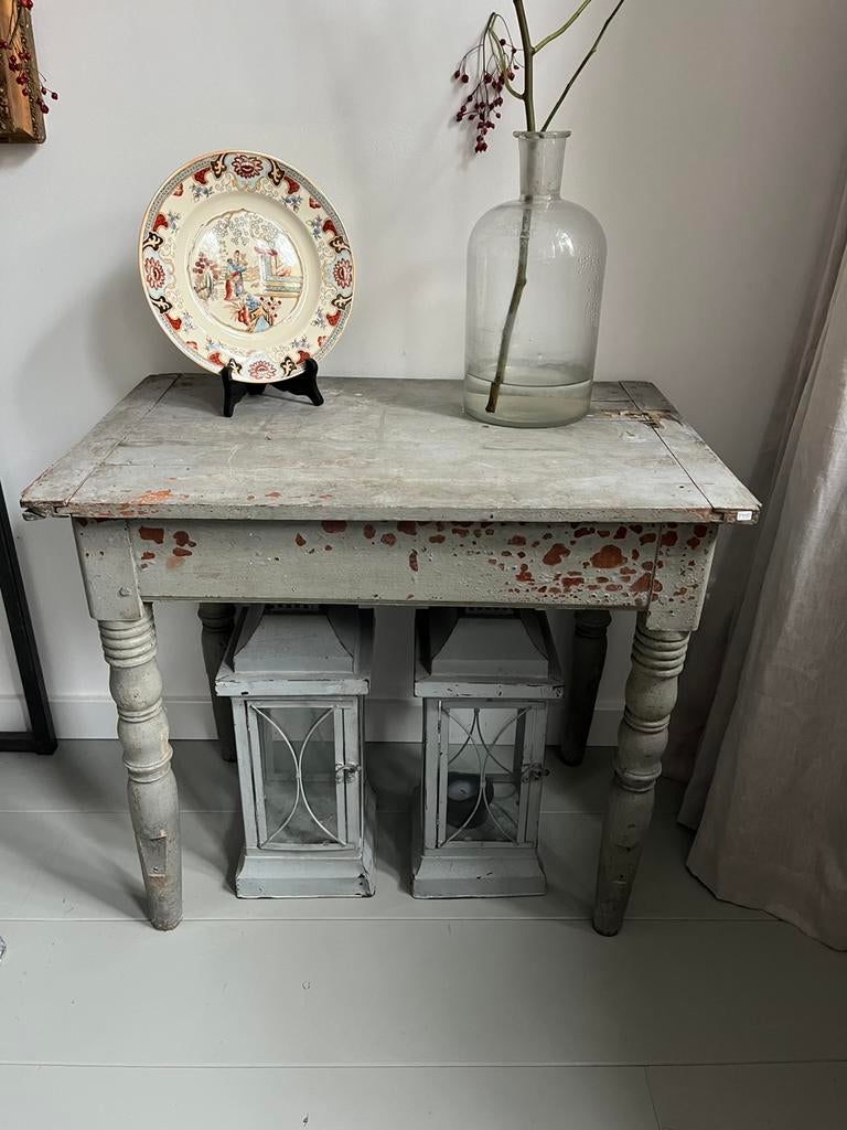 Antiek frans tafeltje met opbergmogelijkheid onder blad, Antiek en Kunst, Curiosa en Brocante, Ophalen