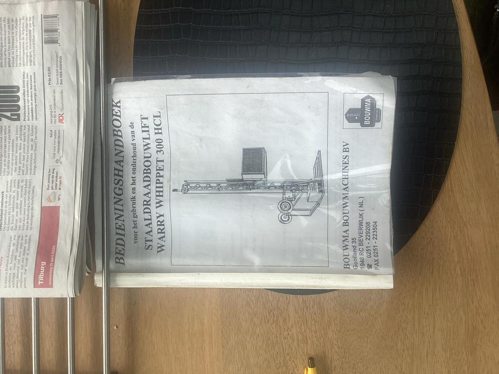 Bouwlift Bouma Warry Whippet 300HCL, 8 meter, Doe-het-zelf en Verbouw, Bouwliften, Ophalen, Gebruikt, Bouwlift