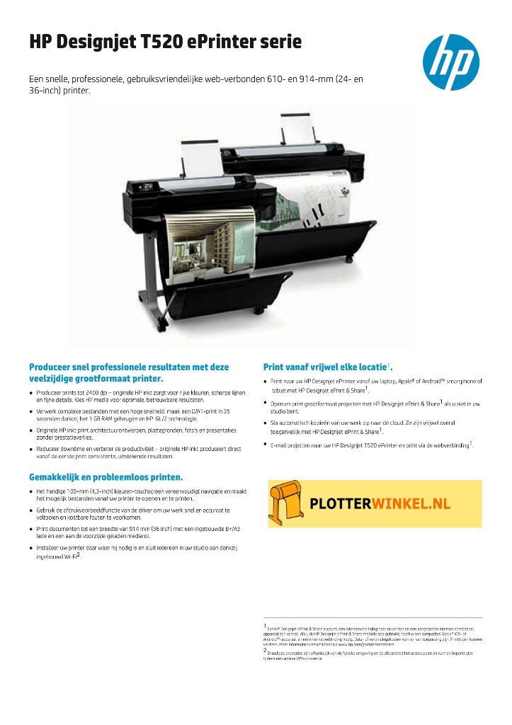 HP DesignJet T250 - 36", Computers en Software, Printers, Gebruikt, Printer, Inkjetprinter, Kleur printen, Draadloos, Ophalen