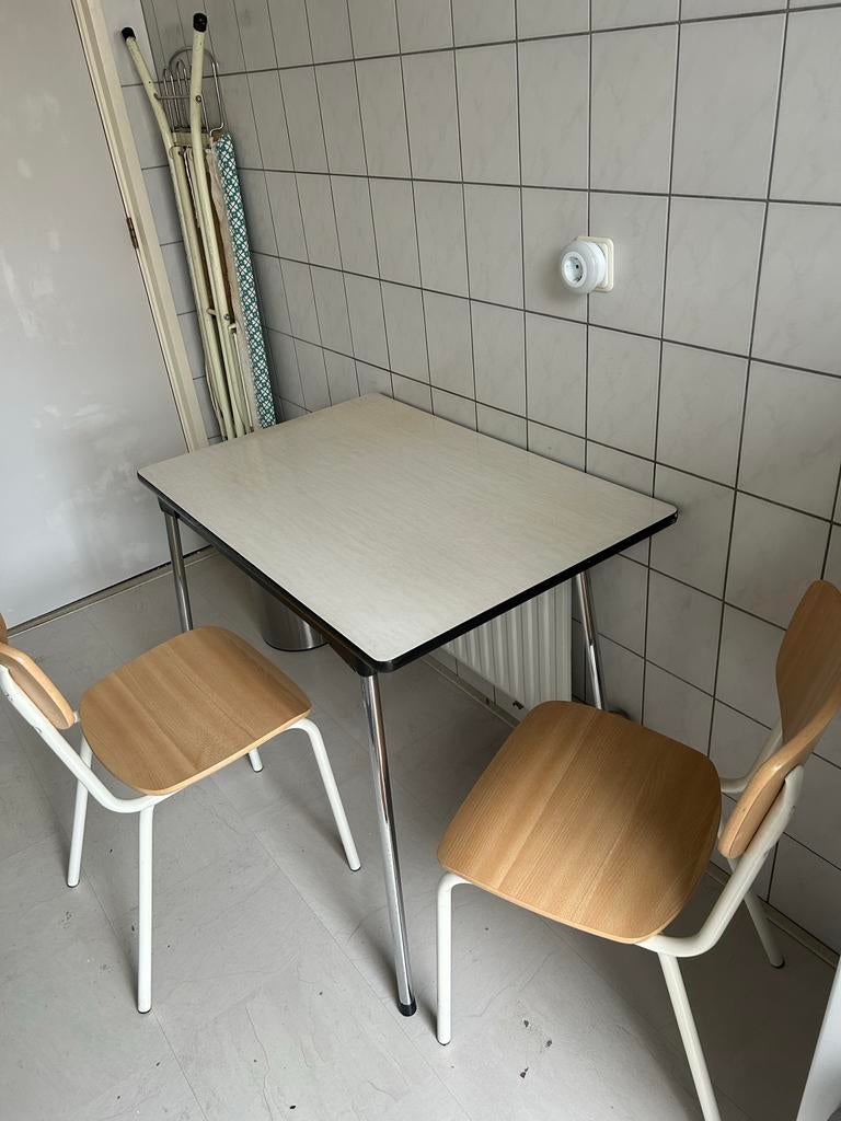 Compacte keukentafel met 2 stoelen, Huis en Inrichting, Ophalen, Gebruikt, Tot twee personen, 50 tot 100 cm