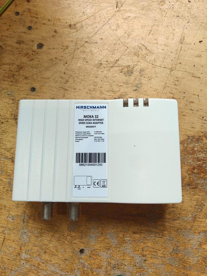 Hirschmann MOKA 32 MoCA Adapter - Internet over Coax, Computers en Software, Routers en Modems, Gebruikt, Router, Ophalen of Verzenden