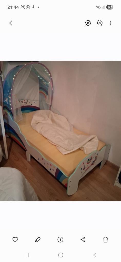 Peuter / kleuter bed  met matras en hemeltje, Gebruikt, 70 tot 85 cm, 140 tot 160 cm, Ophalen