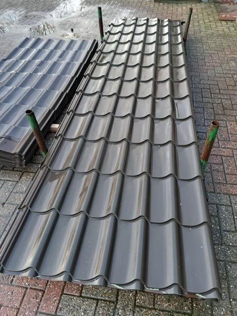 dakpanprofielplaat bruin gebruikt, afdak, dakplaat, dak, Ophalen, Overige materialen, Gebruikt, 200 cm of meer