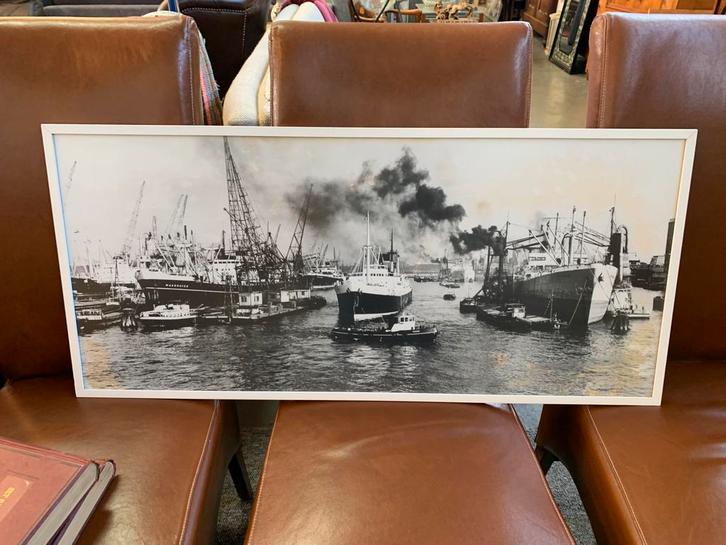 Foto van Rotterdamse haven grote foto in lijst achter glas, Verzamelen, Foto's en Prenten, Zo goed als nieuw, Overige onderwerpen
