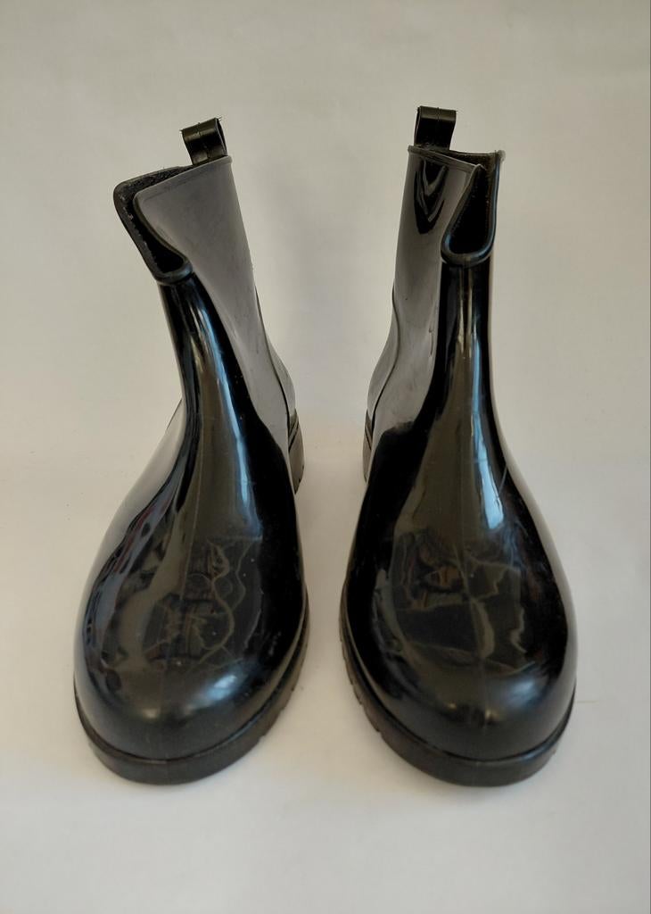 Zwarte Lak Rubberen Enkel Laarsjes 40, Zwart, Ophalen of Verzenden, Regenlaarzen, Onbekend